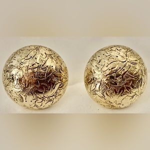 Vintage round gold tone clip on earrings